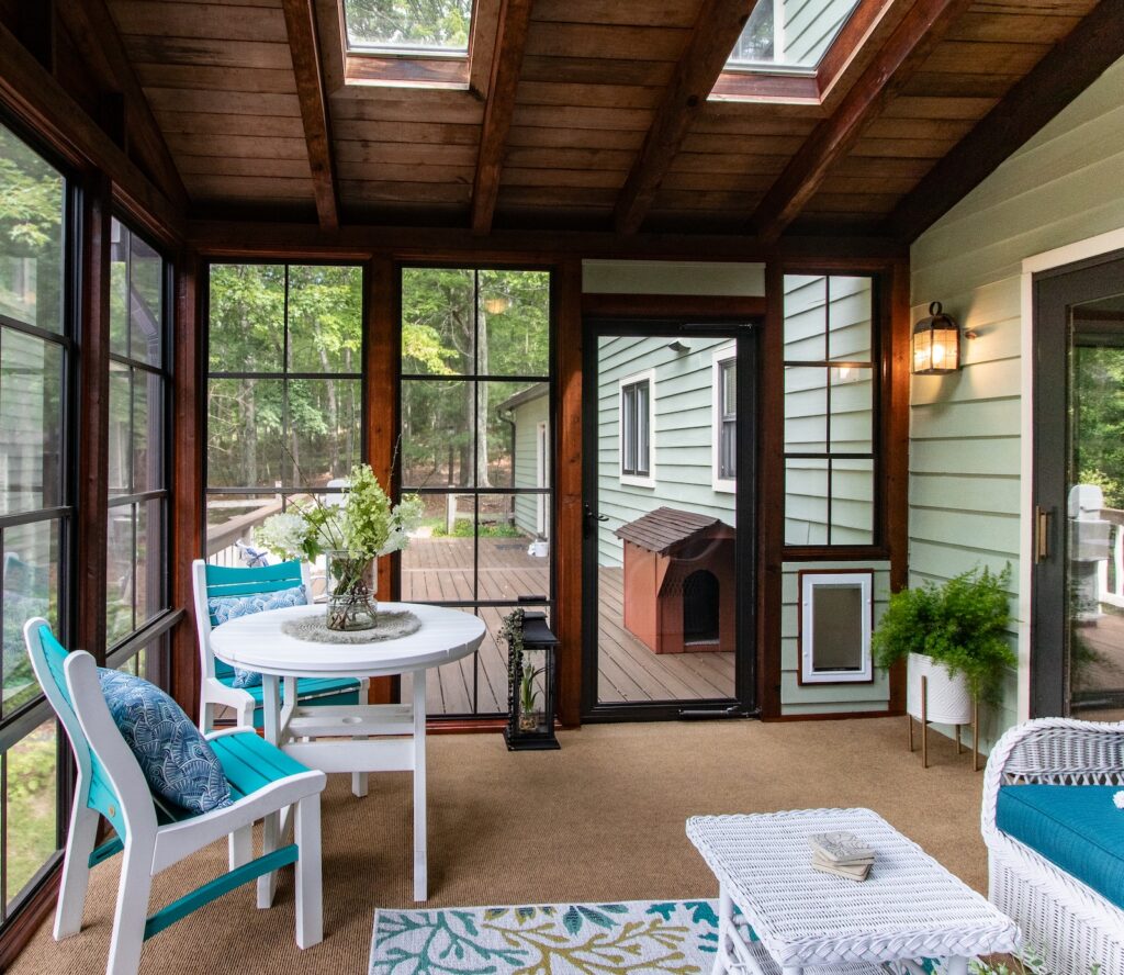 Screened in porch with doggy door